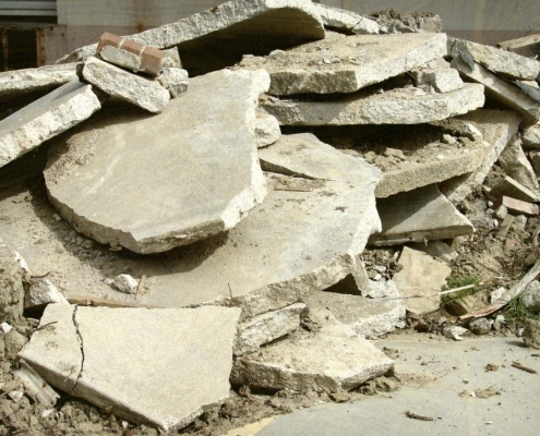 aged and worn vintage photo of concrete rubble